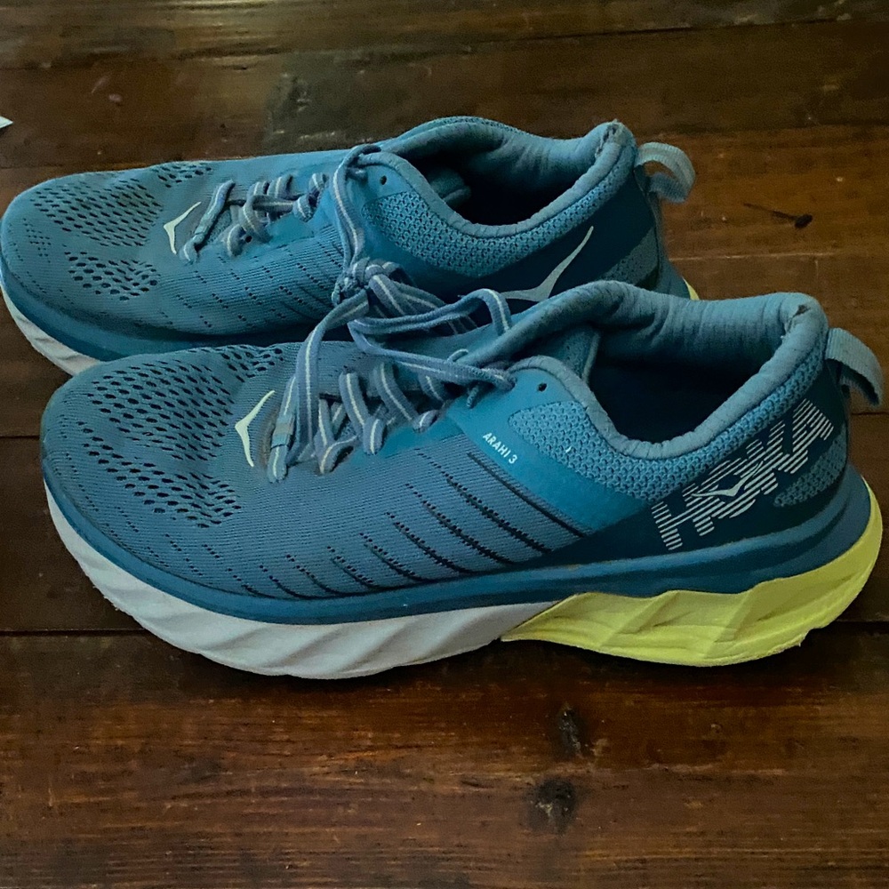 Hoka One One Blue and Yellow Athletic Shoes
